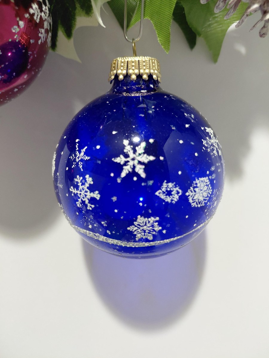 Vintage Krebs Glass Christmas Ornaments, 1970s Nature's Blessings Set, view 9