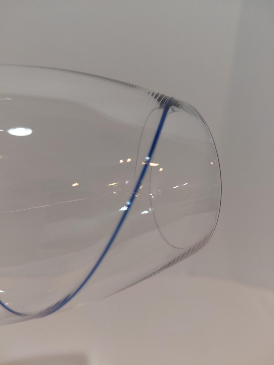 Vintage Kosta Boda Crystal Champagne Flutes Set of 2, Encased Cobalt Blue Spiral, Swedish Hand Blown Crystal, Scandinavian Stemware, view 9
