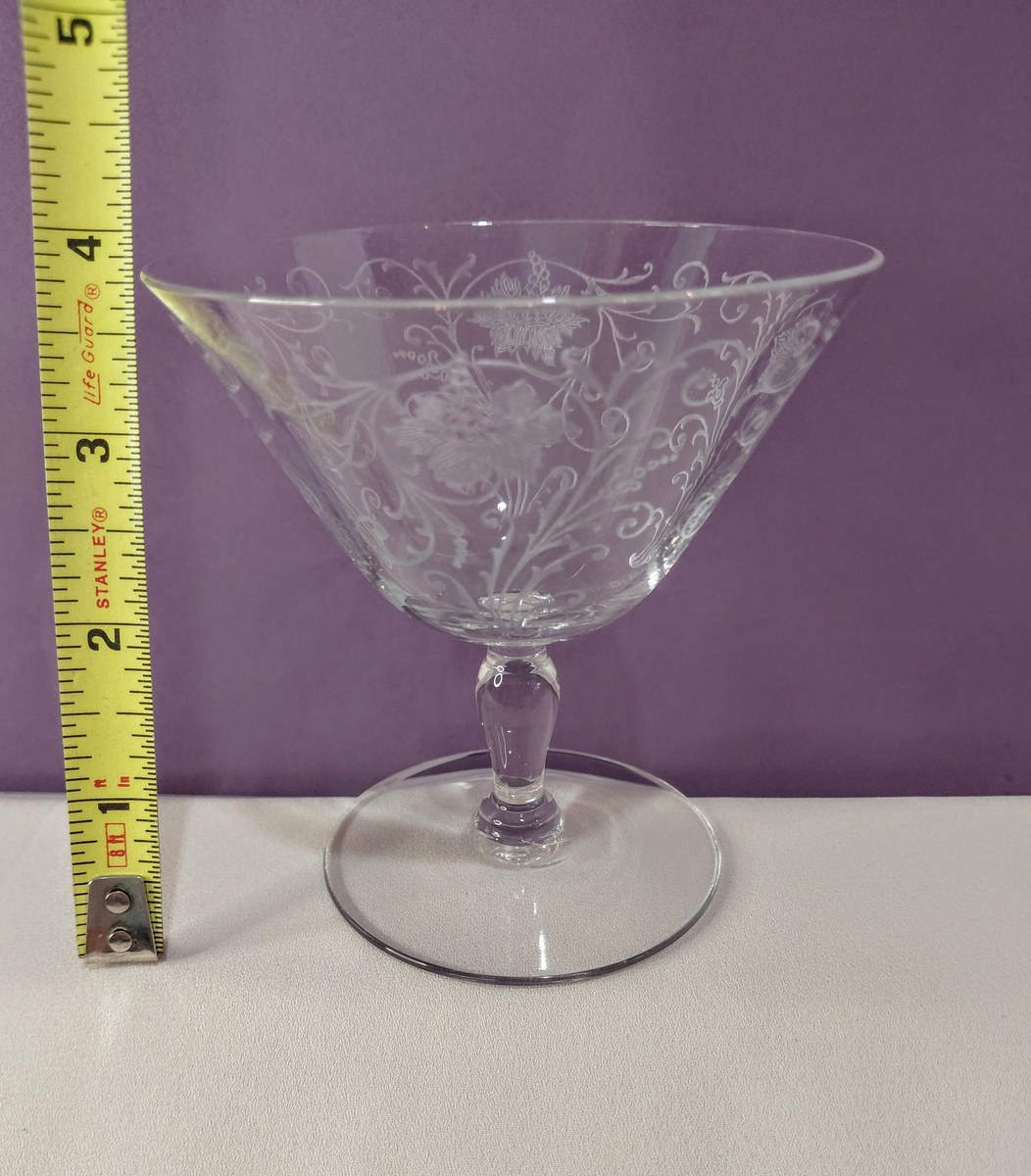Antique Fostoria Woodland Etched Champagne Coupes Set of 2, view 9