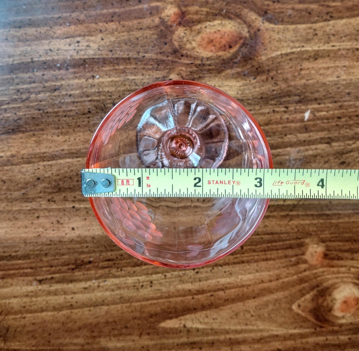 Antique Pink Depression Glass Grape Etched Wine Goblets Set, view 16