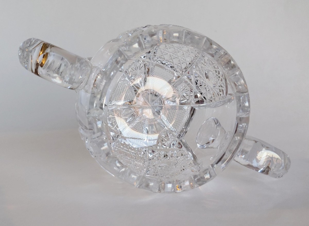 Antique ABP Cut Glass Sugar Bowl & Creamer Set, Brilliant Period Crystal, American Brilliant Cut Glass, Victorian Tableware, view 17