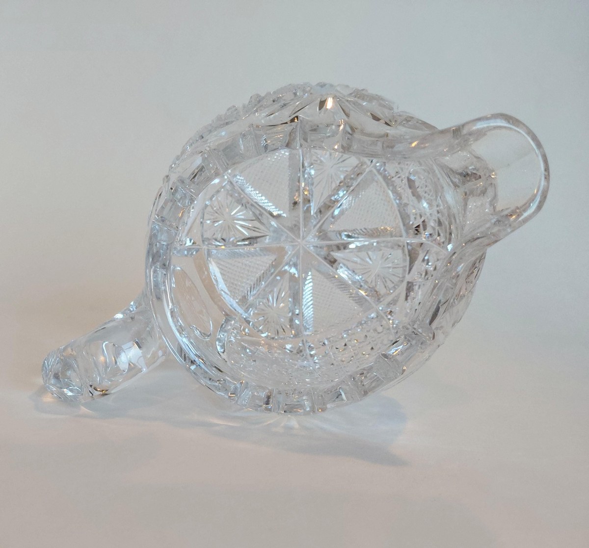 Antique ABP Cut Glass Sugar Bowl & Creamer Set, Brilliant Period Crystal, American Brilliant Cut Glass, Victorian Tableware, view 18