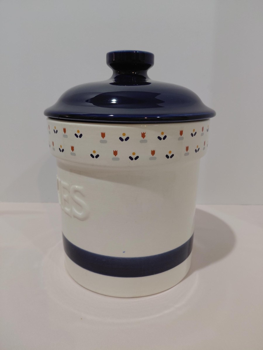 Vintage Sango Country Borders Cookie Jar | Large Farmhouse Ceramic Canister | 1980s Country Kitchen Decor | Cottagecore Storage Jar, view 11