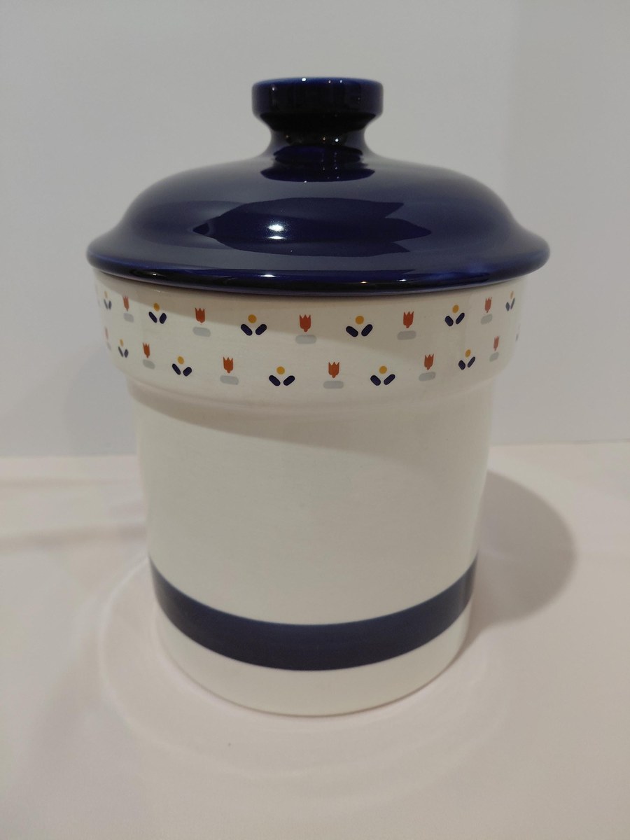 Vintage Sango Country Borders Cookie Jar | Large Farmhouse Ceramic Canister | 1980s Country Kitchen Decor | Cottagecore Storage Jar, view 12