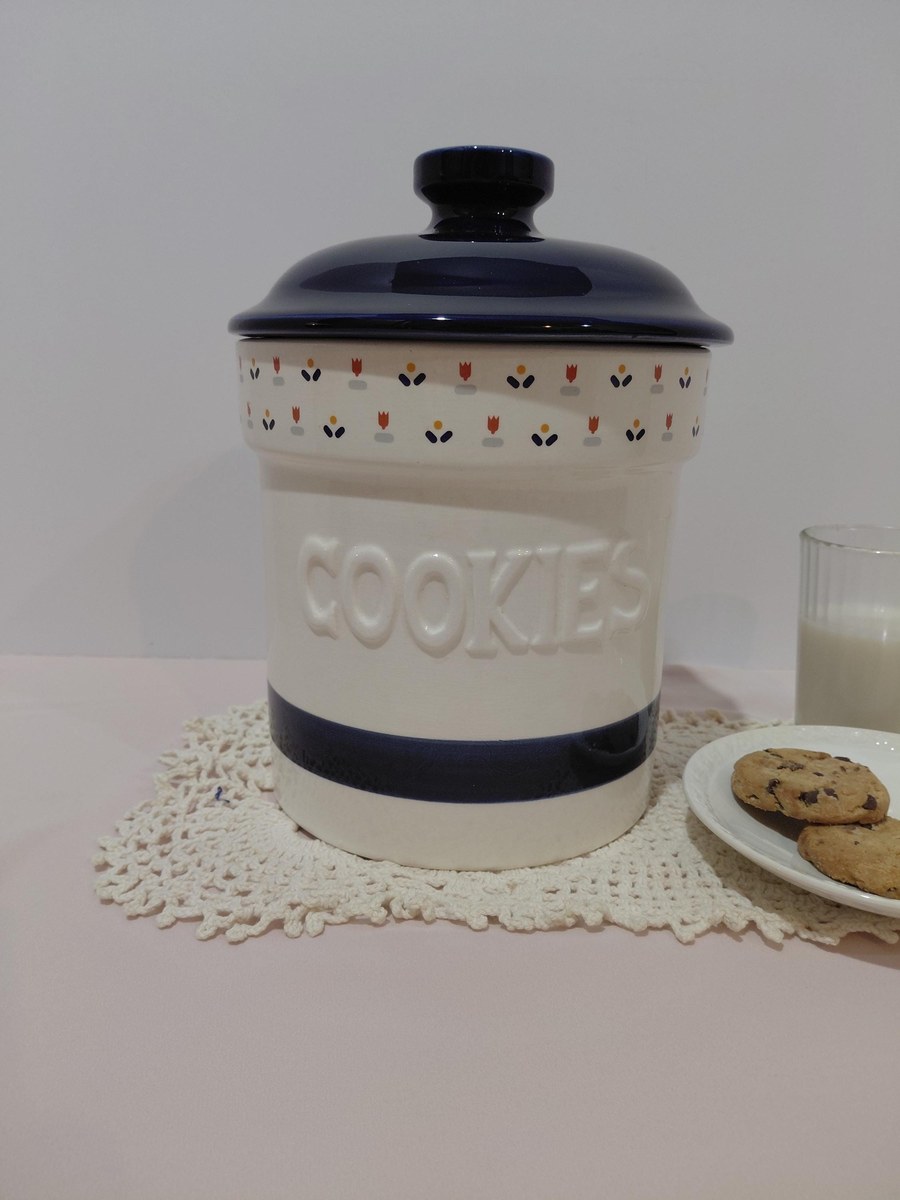 Vintage Sango Country Borders Cookie Jar | Large Farmhouse Ceramic Canister | 1980s Country Kitchen Decor | Cottagecore Storage Jar, view 18