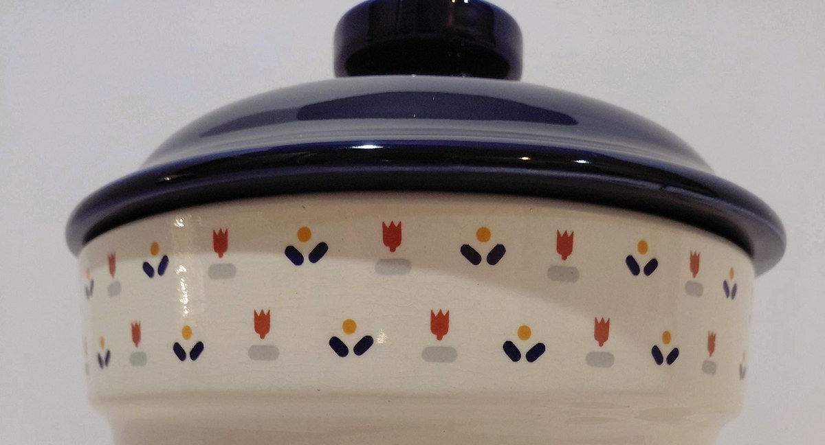 Vintage Sango Country Borders Cookie Jar | Large Farmhouse Ceramic Canister | 1980s Country Kitchen Decor | Cottagecore Storage Jar, view 6