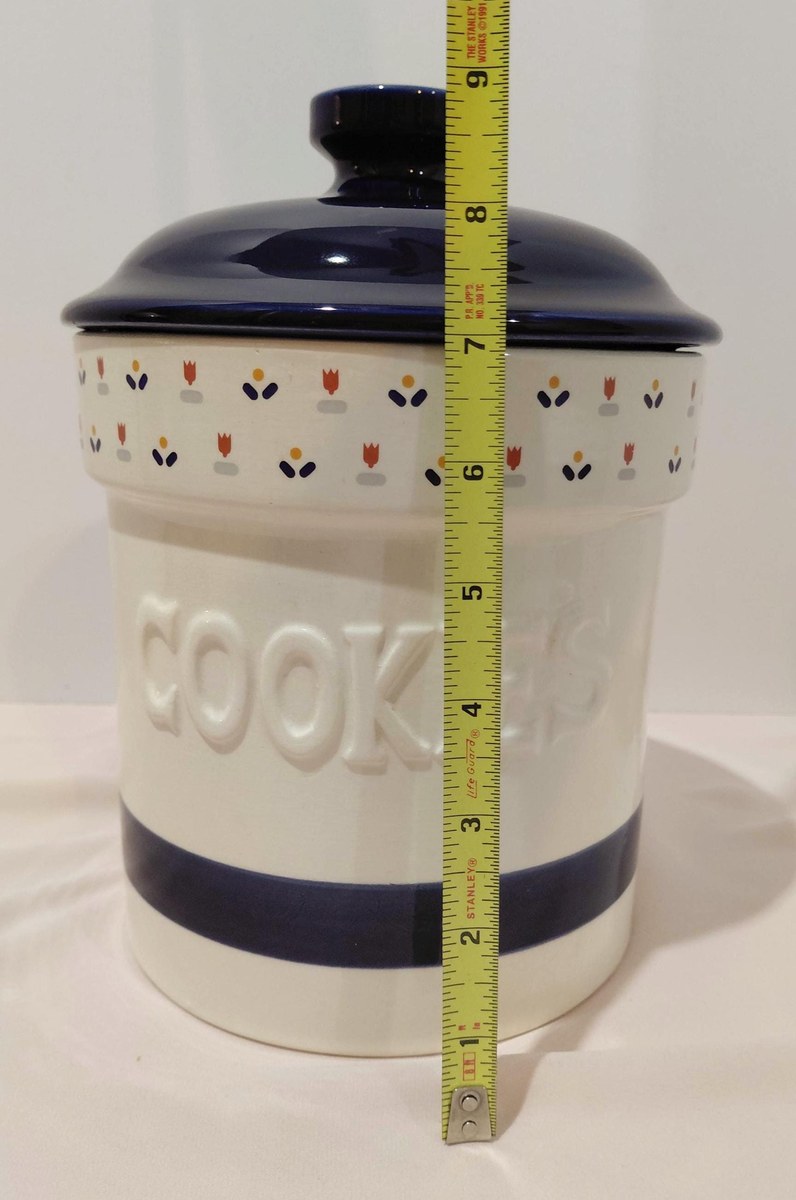 Vintage Sango Country Borders Cookie Jar | Large Farmhouse Ceramic Canister | 1980s Country Kitchen Decor | Cottagecore Storage Jar, view 9
