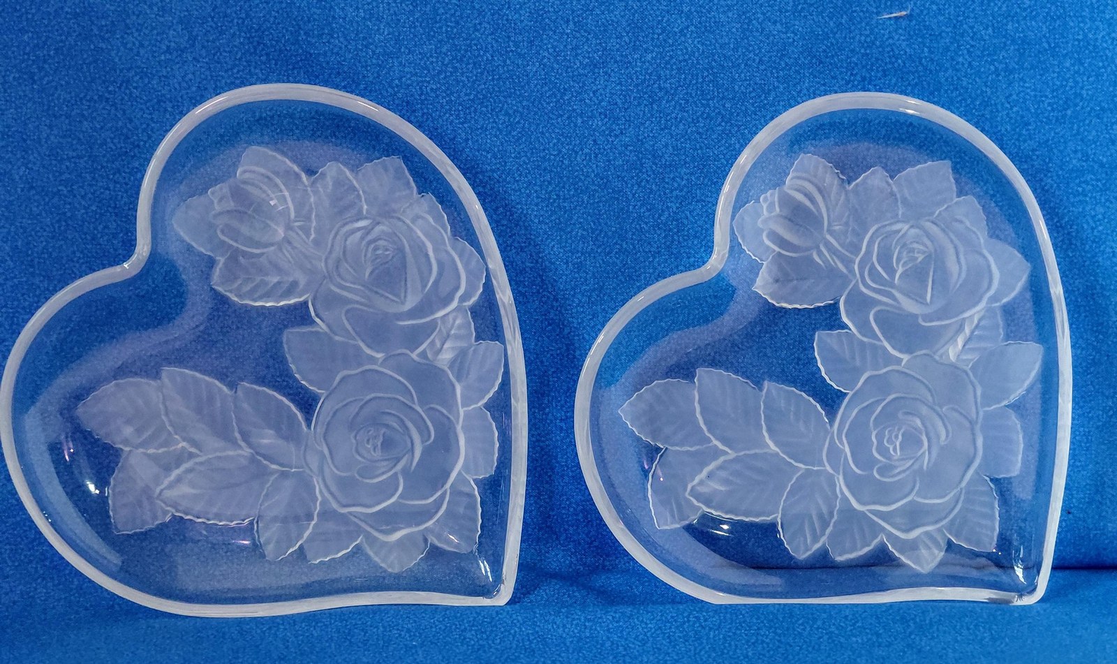 Vintage Studio Nova Winter Rose Heart Tray, Frosted Glass Trinket Dish