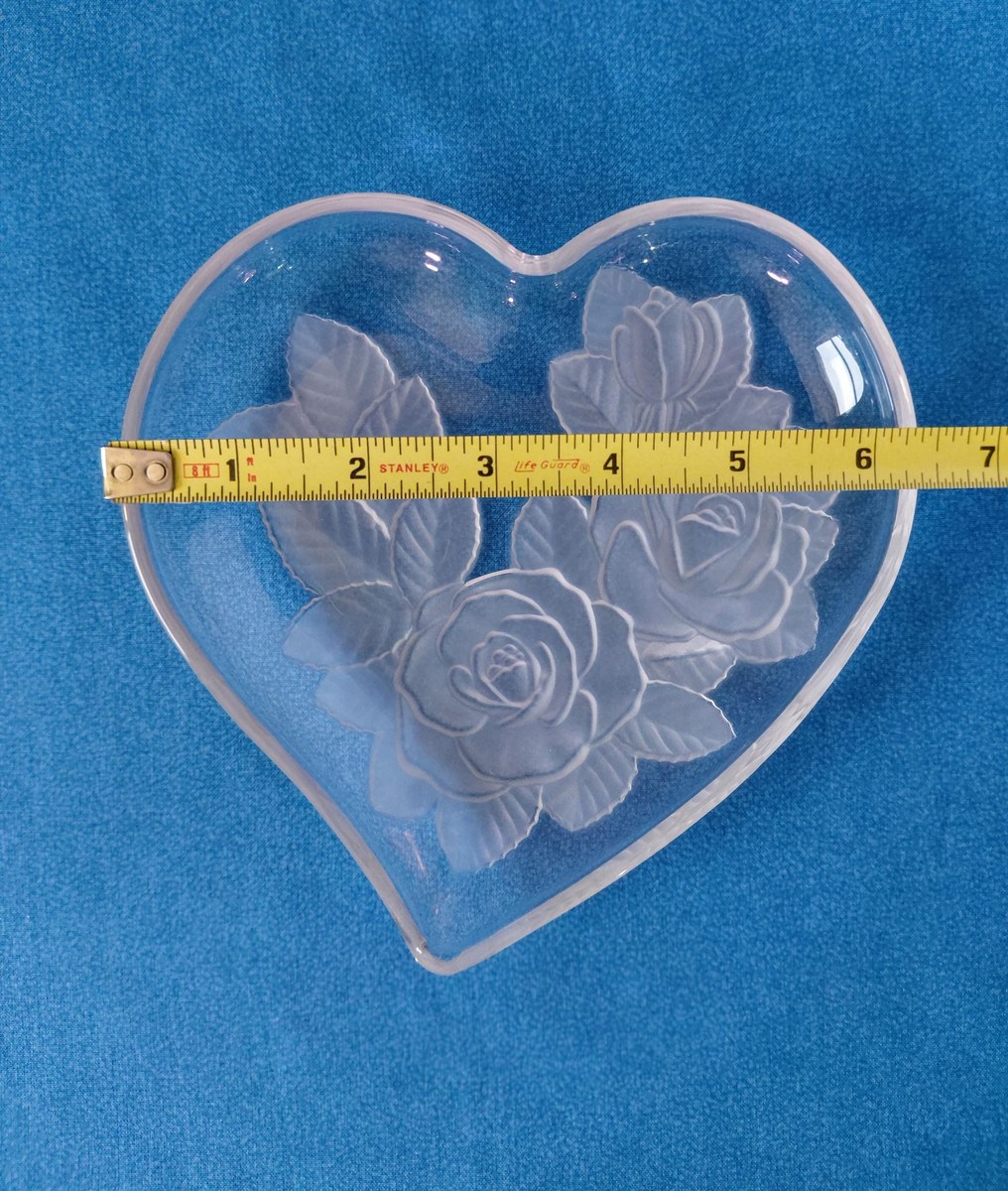 Vintage Studio Nova Winter Rose Heart Tray, Frosted Glass Trinket Dish, view 11