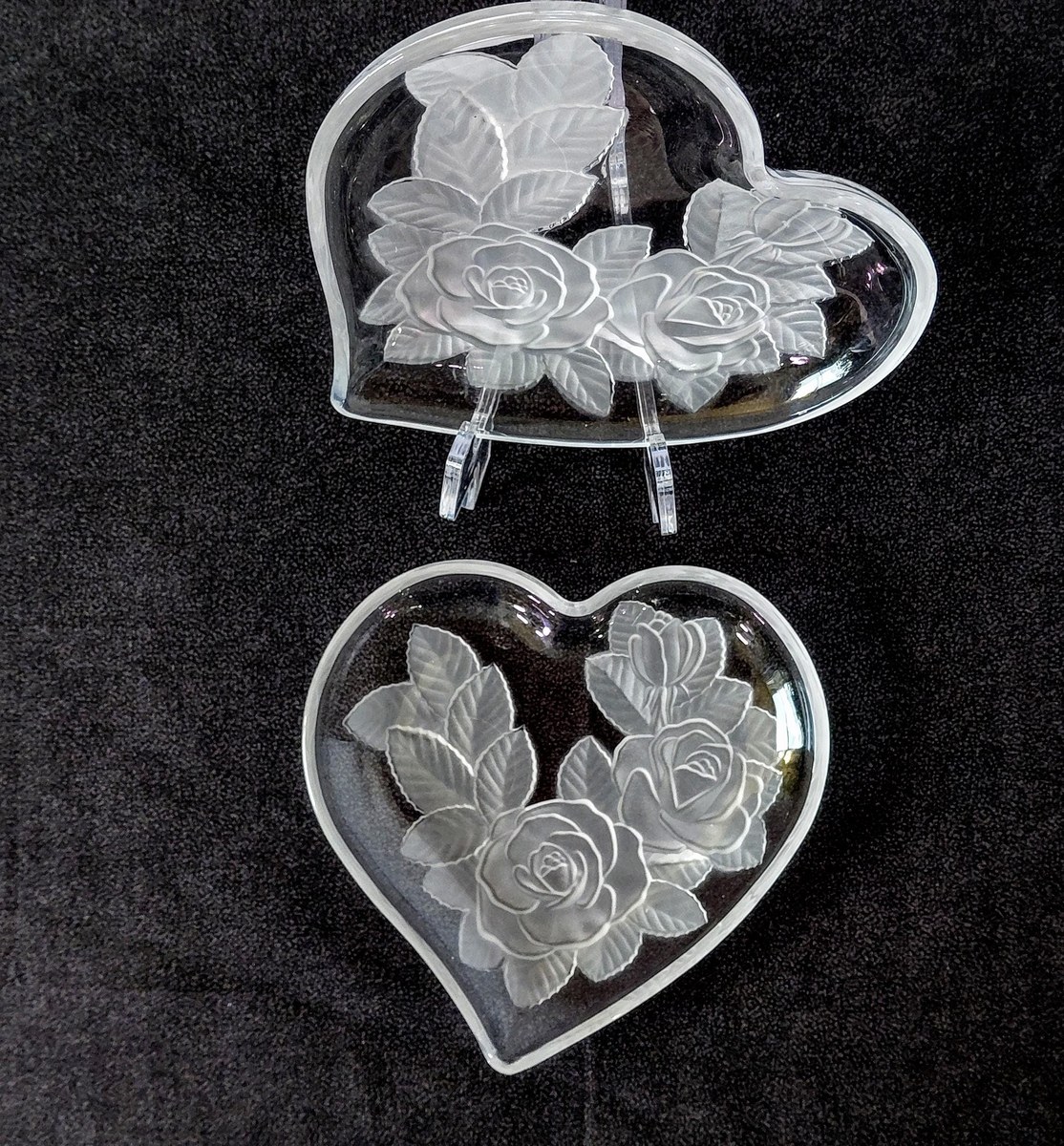 Vintage Studio Nova Winter Rose Heart Tray, Frosted Glass Trinket Dish, view 15