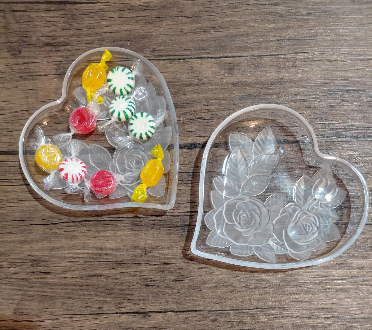 Vintage Studio Nova Winter Rose Heart Tray, Frosted Glass Trinket Dish, view 19
