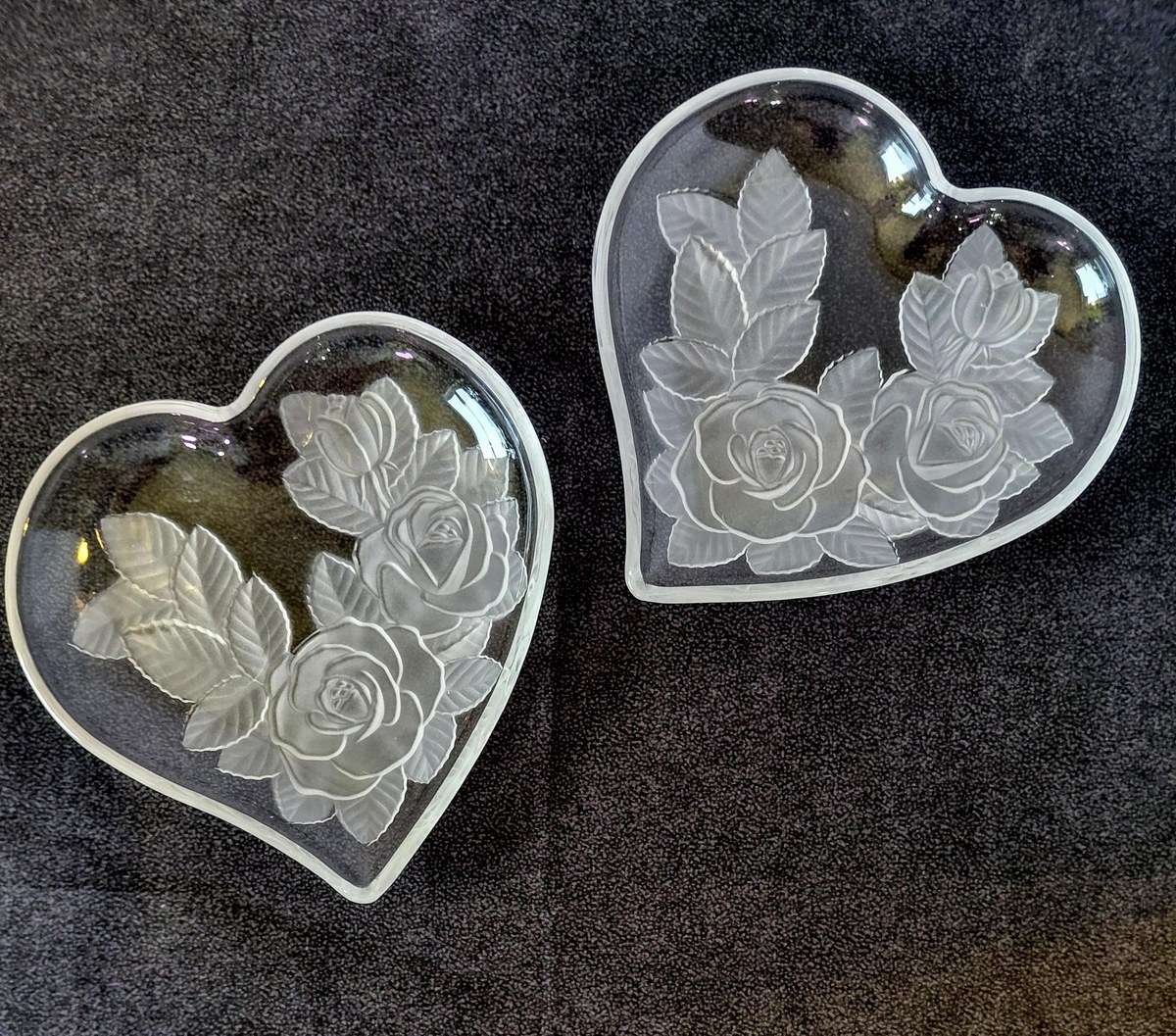 Vintage Studio Nova Winter Rose Heart Tray, Frosted Glass Trinket Dish, view 2