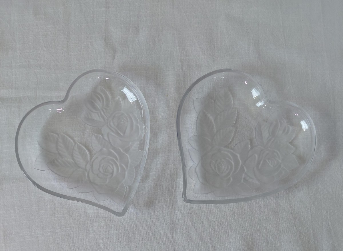 Vintage Studio Nova Winter Rose Heart Tray, Frosted Glass Trinket Dish, view 20