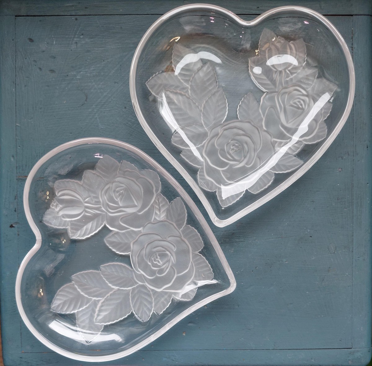 Vintage Studio Nova Winter Rose Heart Tray, Frosted Glass Trinket Dish, view 4