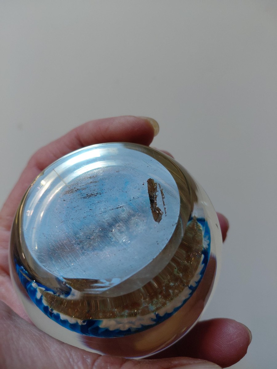 Vintage Murano Millefiori Art Glass Paperweight, Gold Aventurine Base, Mid Century Italian Glass, view 20