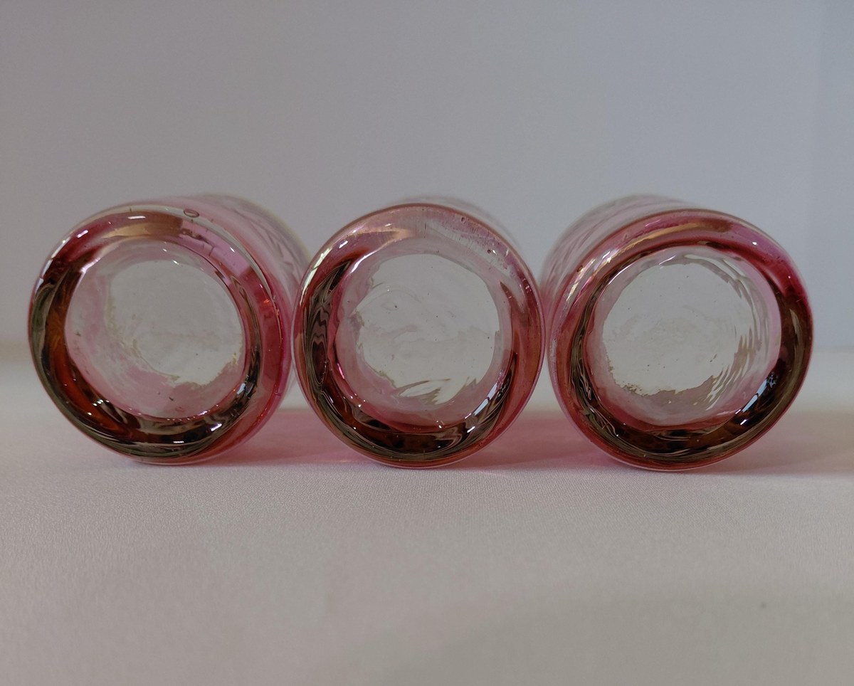 Antique French Cranberry Cut Glass tumblers with Gold Trim - Overlay, view 10