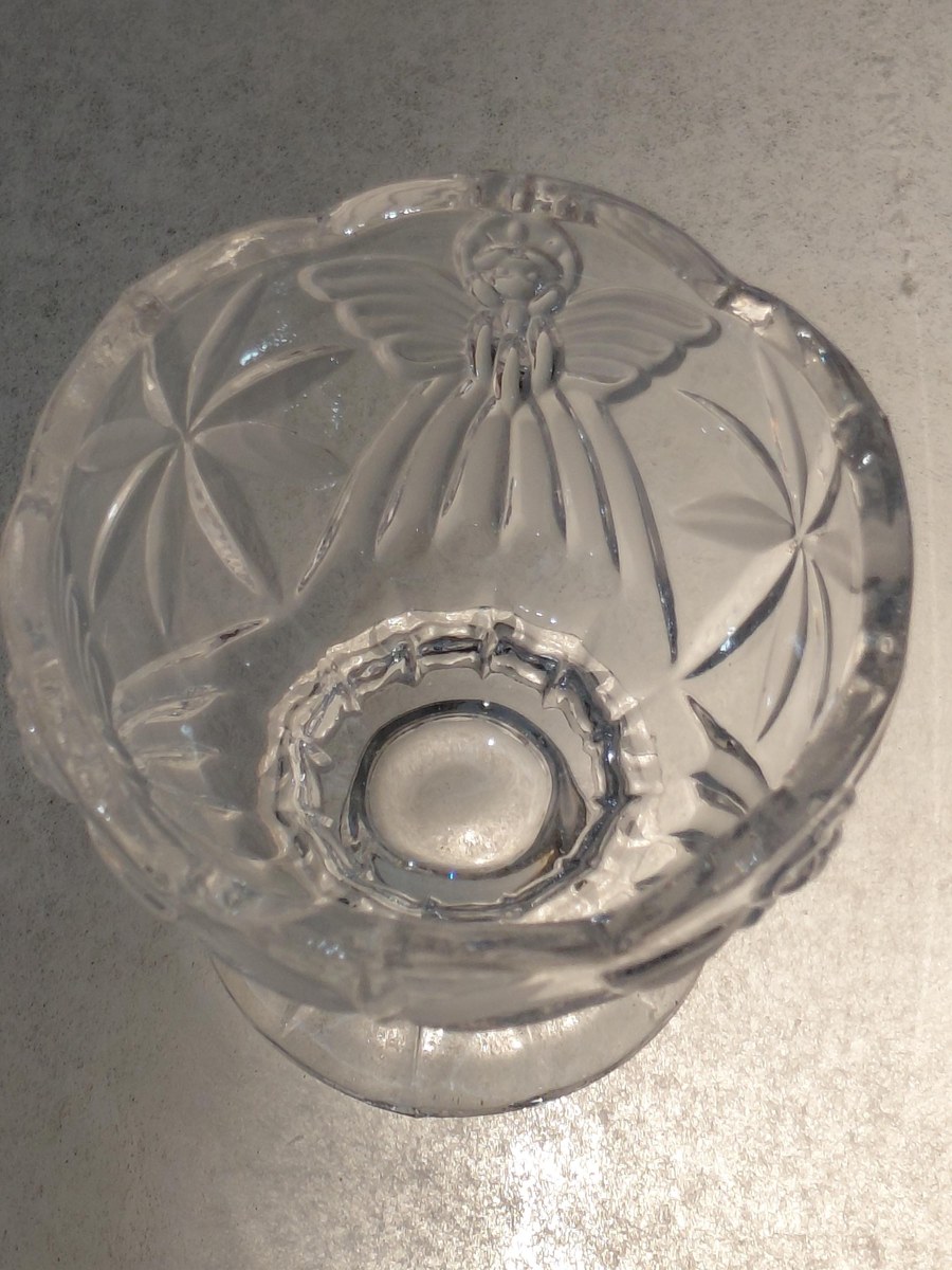 Vintage Gorham Angels of Peace Crystal Candle Holders | Set of 2 Covered Hurricane Votive Holders | Christmas Decor, view 16