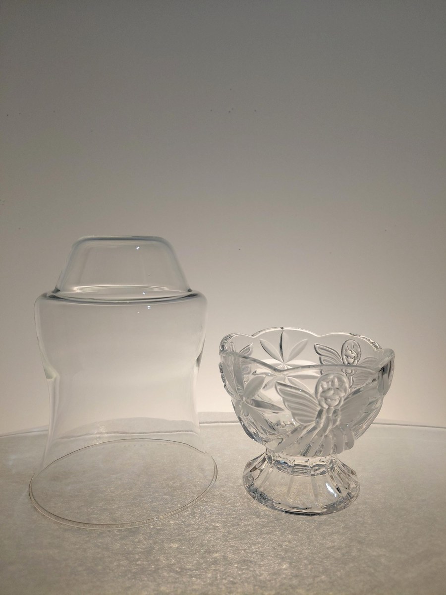 Vintage Gorham Angels of Peace Crystal Candle Holders | Set of 2 Covered Hurricane Votive Holders | Christmas Decor, view 4