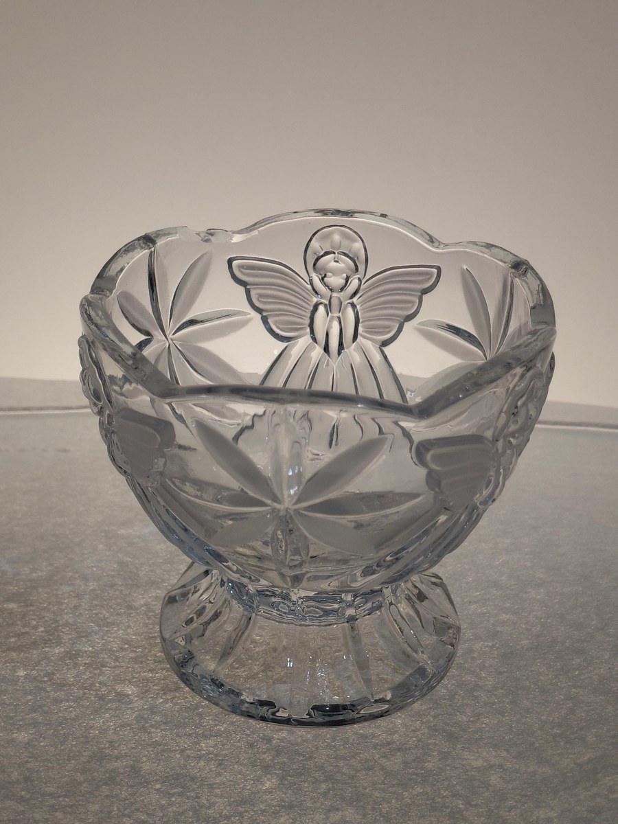 Vintage Gorham Angels of Peace Crystal Candle Holders | Set of 2 Covered Hurricane Votive Holders | Christmas Decor, view 9
