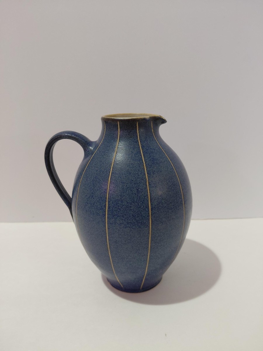 Vintage Carl Fischer PGH Bürgel Art Nouveau Blue Vase, view 10