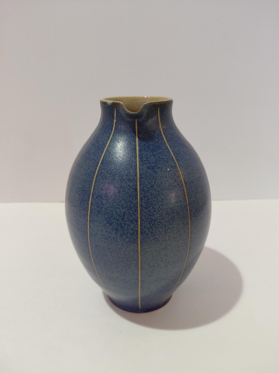 Vintage Carl Fischer PGH Bürgel Art Nouveau Blue Vase, view 11
