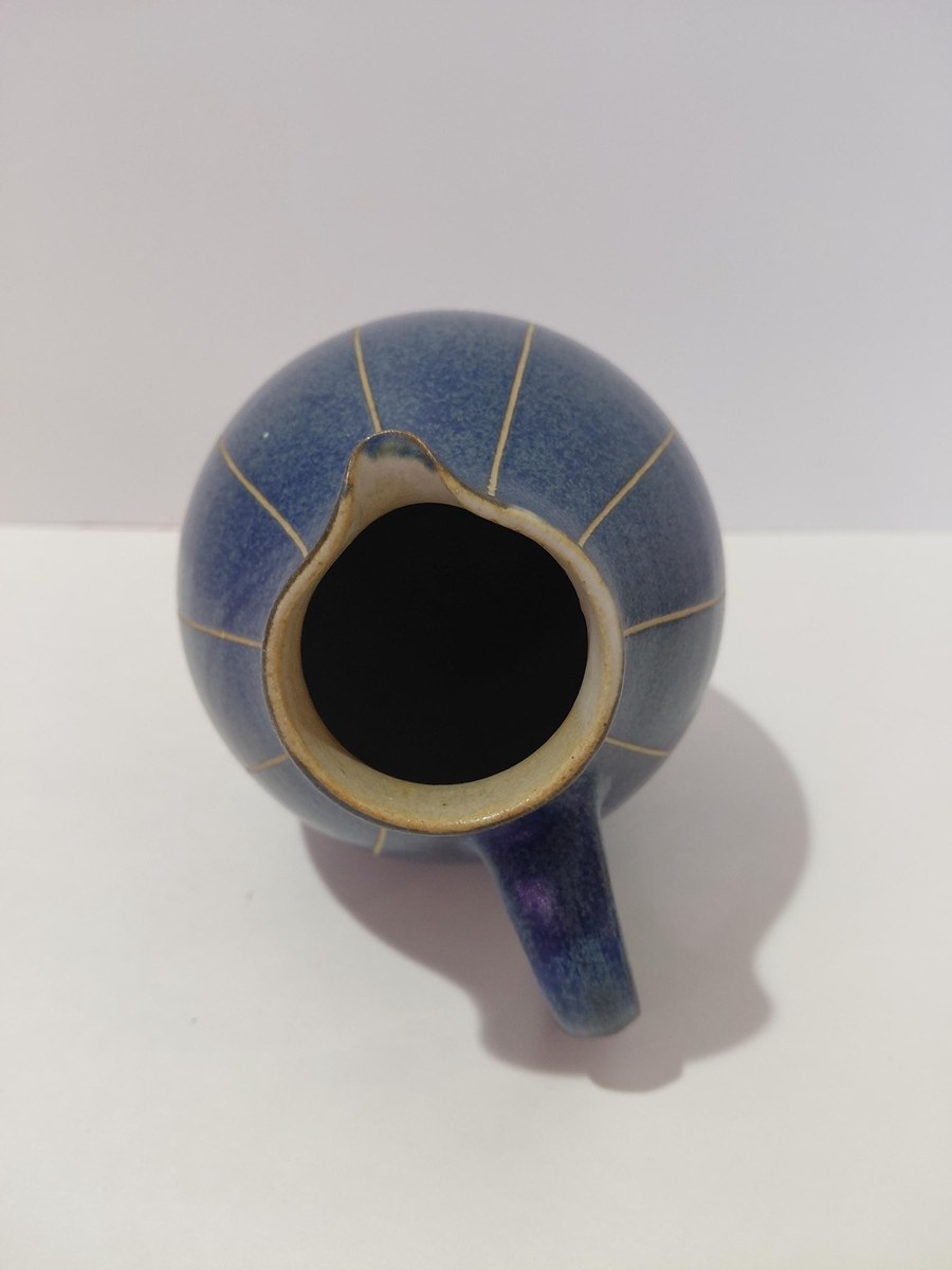 Vintage Carl Fischer PGH Bürgel Art Nouveau Blue Vase, view 15