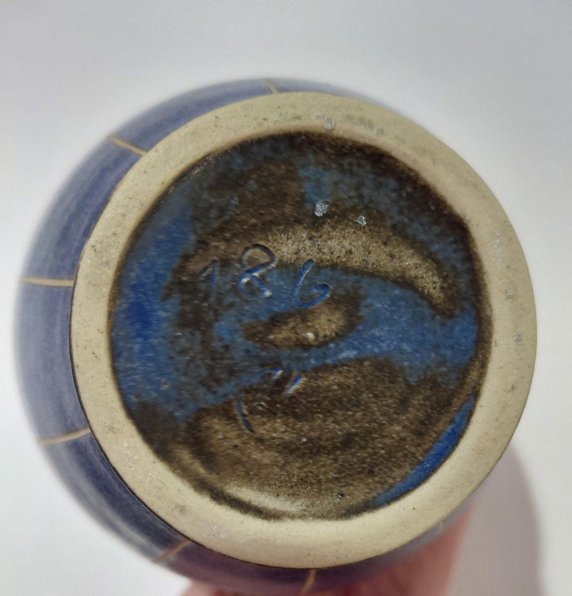 Vintage Carl Fischer PGH Bürgel Art Nouveau Blue Vase, view 16