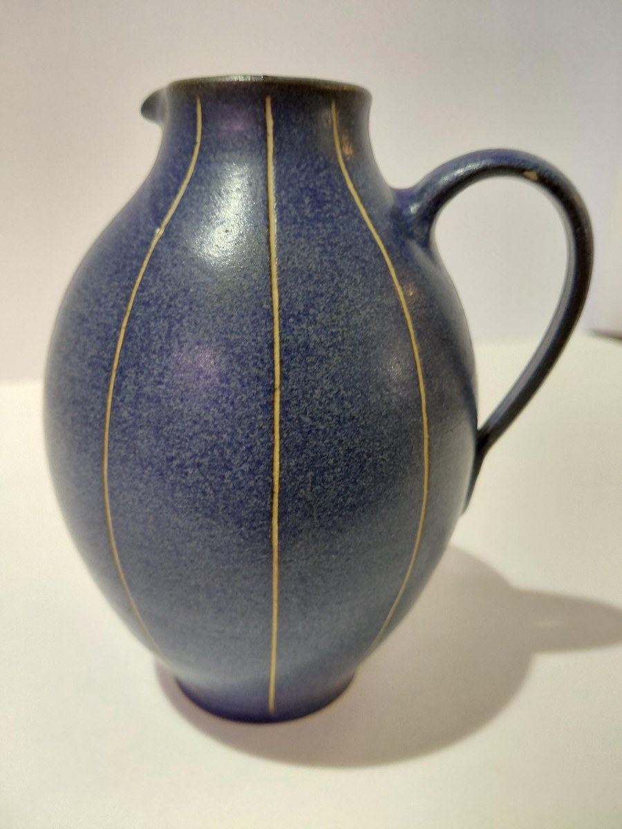 Vintage Carl Fischer PGH Bürgel Art Nouveau Blue Vase, view 17