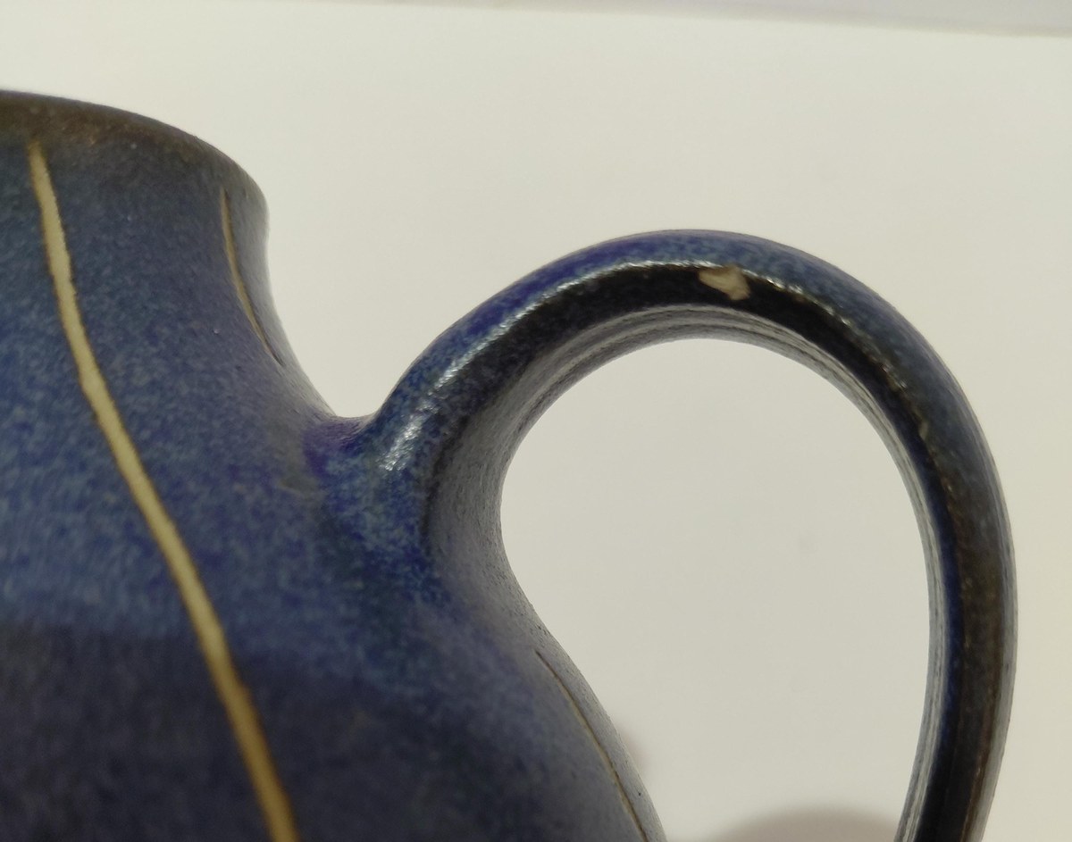 Vintage Carl Fischer PGH Bürgel Art Nouveau Blue Vase, view 18