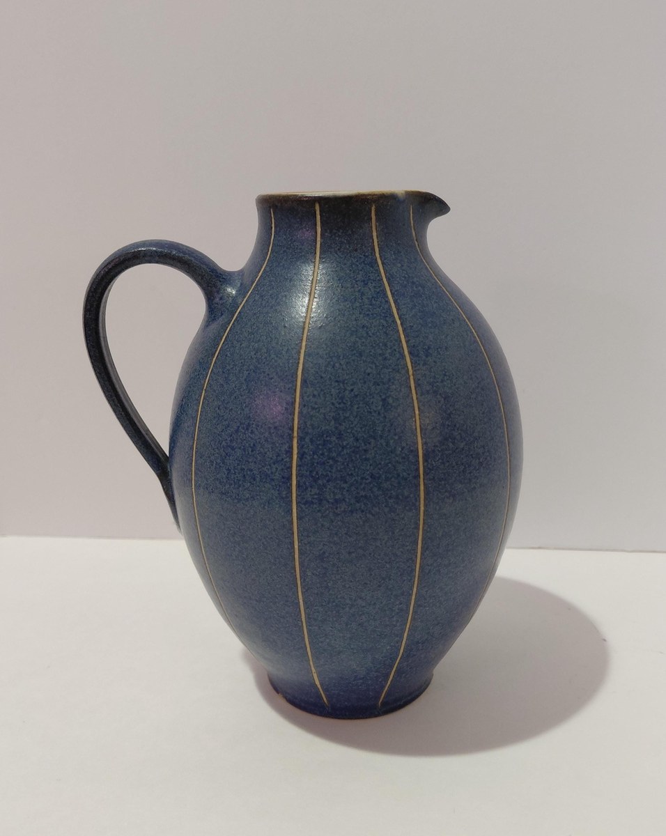Vintage Carl Fischer PGH Bürgel Art Nouveau Blue Vase, view 2