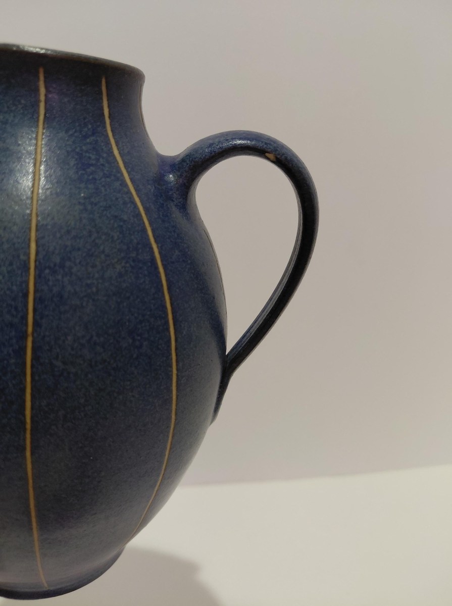 Vintage Carl Fischer PGH Bürgel Art Nouveau Blue Vase, view 20