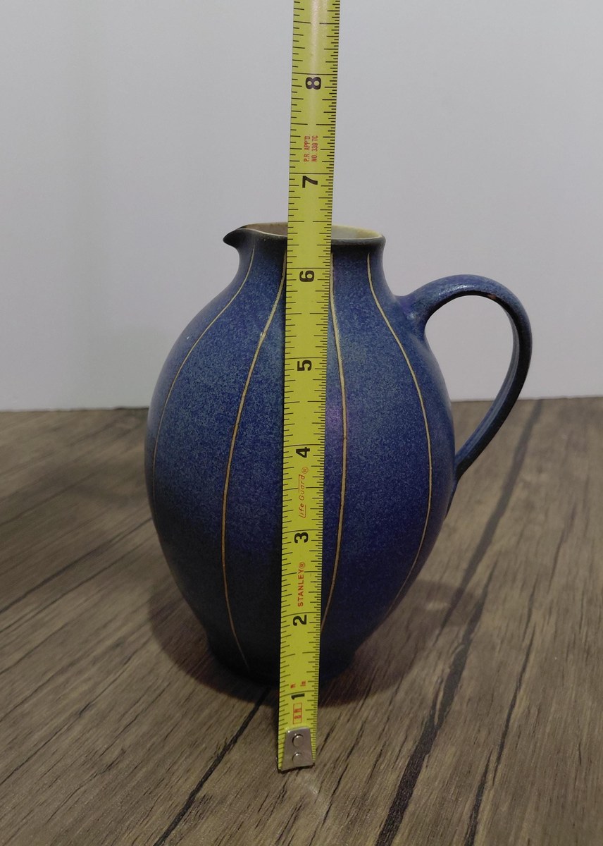 Vintage Carl Fischer PGH Bürgel Art Nouveau Blue Vase, view 4