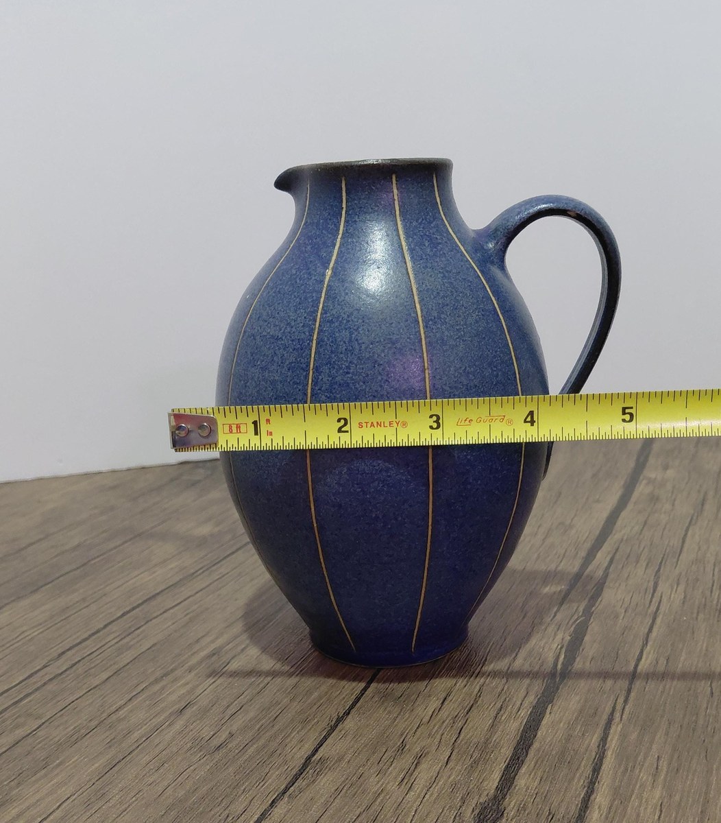 Vintage Carl Fischer PGH Bürgel Art Nouveau Blue Vase, view 5