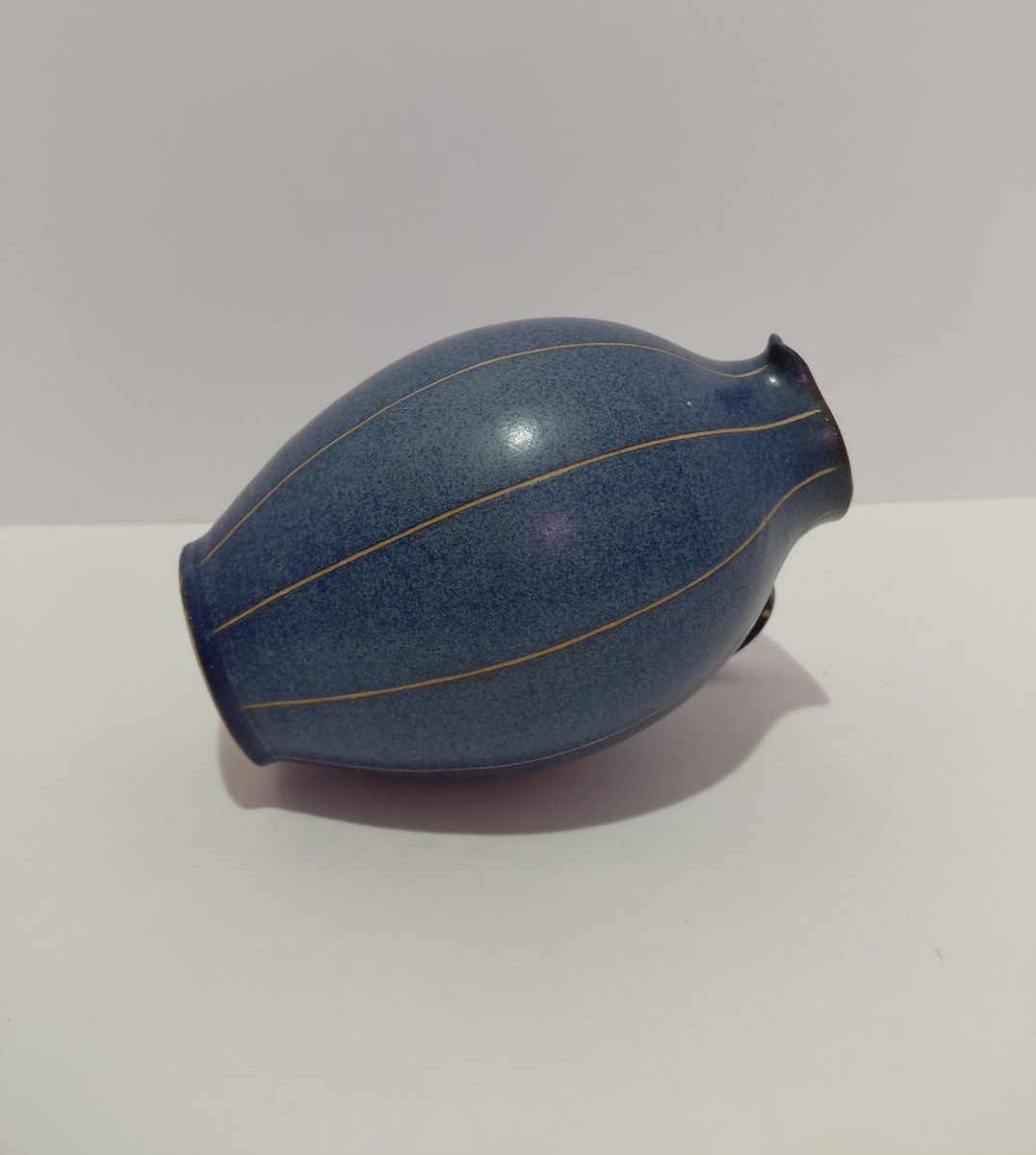Vintage Carl Fischer PGH Bürgel Art Nouveau Blue Vase, view 6