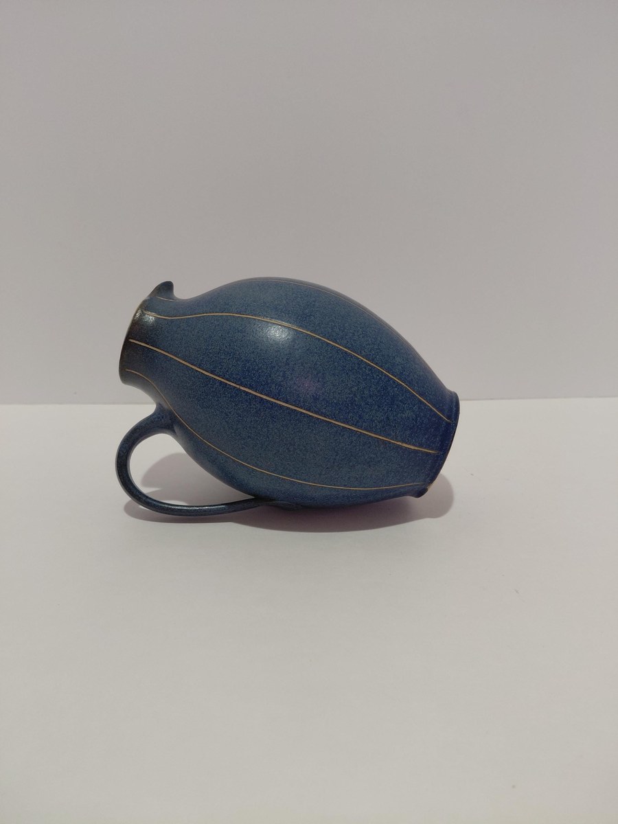 Vintage Carl Fischer PGH Bürgel Art Nouveau Blue Vase, view 7
