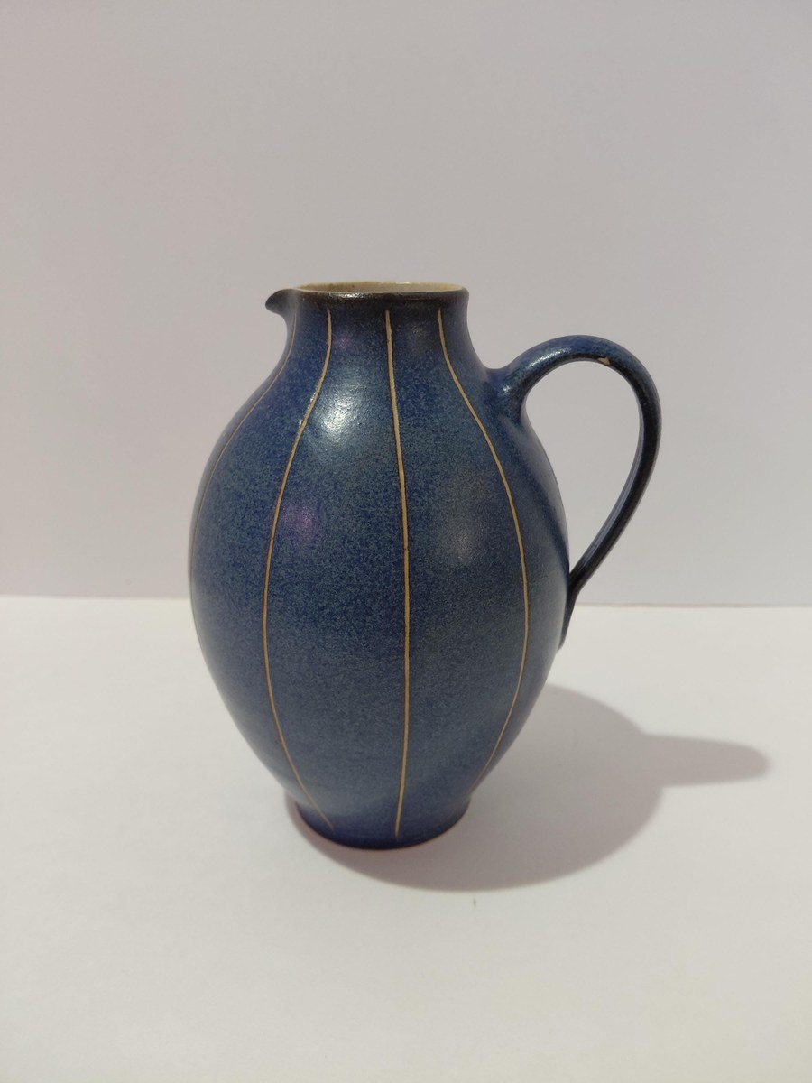 Vintage Carl Fischer PGH Bürgel Art Nouveau Blue Vase, view 8