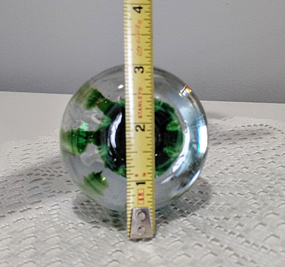 Vintage Blenko Controlled Bubble Art Glass Paperweight | Emerald Green Hand Blown MCM Glass Sculpture, view 15