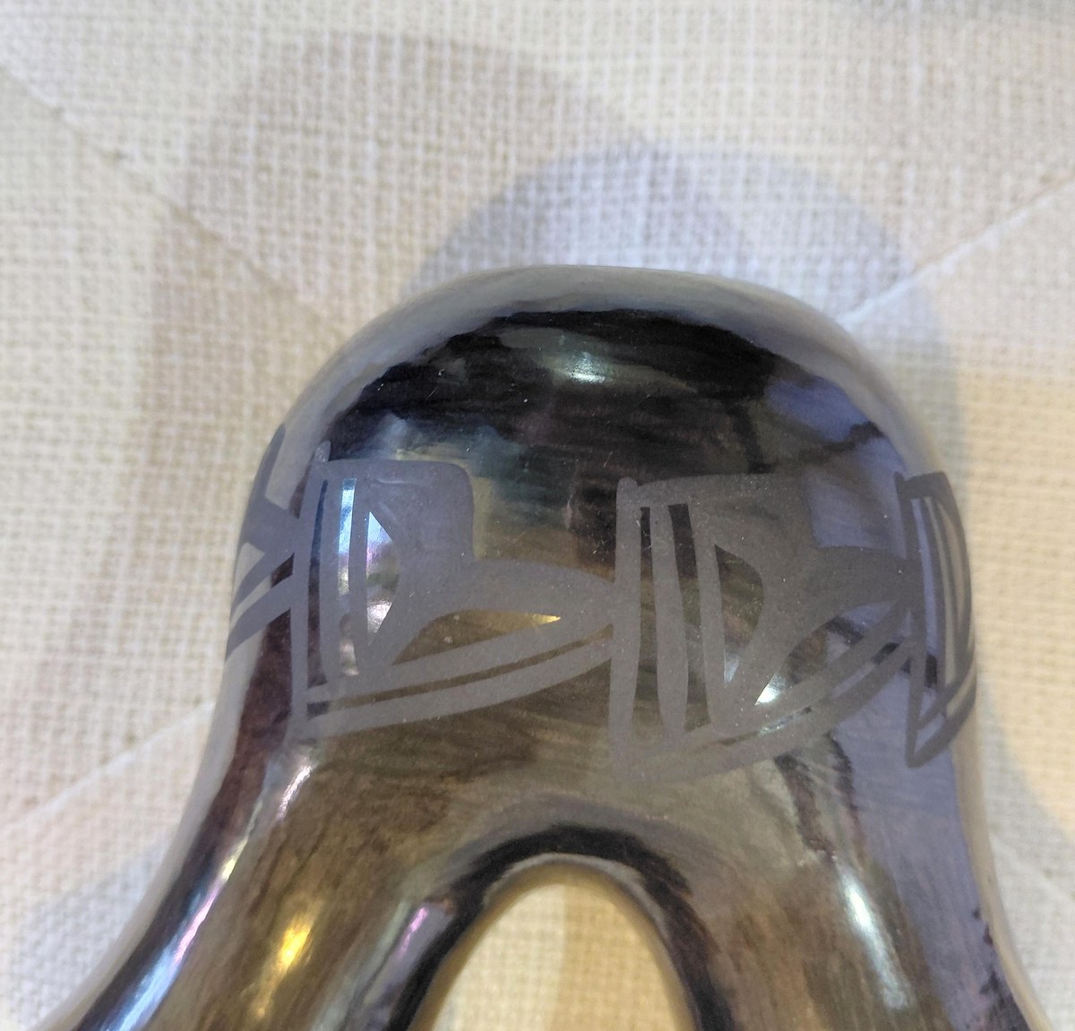 Signed Birdell Bourdon Santa Clara Pueblo Black Pottery Vase Native American Hand Coiled Blackware, view 16