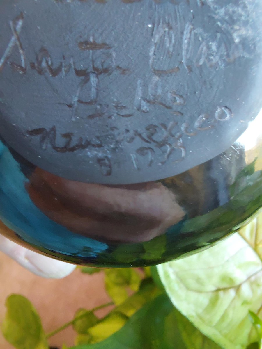 Signed Birdell Bourdon Santa Clara Pueblo Black Pottery Vase Native American Hand Coiled Blackware, view 6