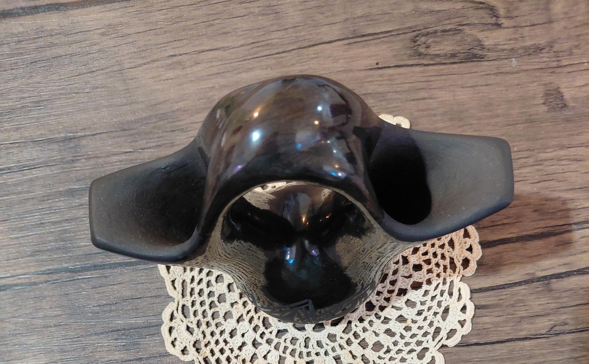 Signed Birdell Bourdon Santa Clara Pueblo Black Pottery Vase Native American Hand Coiled Blackware, view 9
