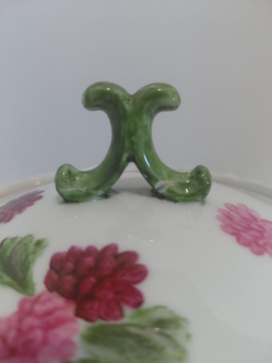 19th Century Floral porcelain Lidded Display bowl, view 20