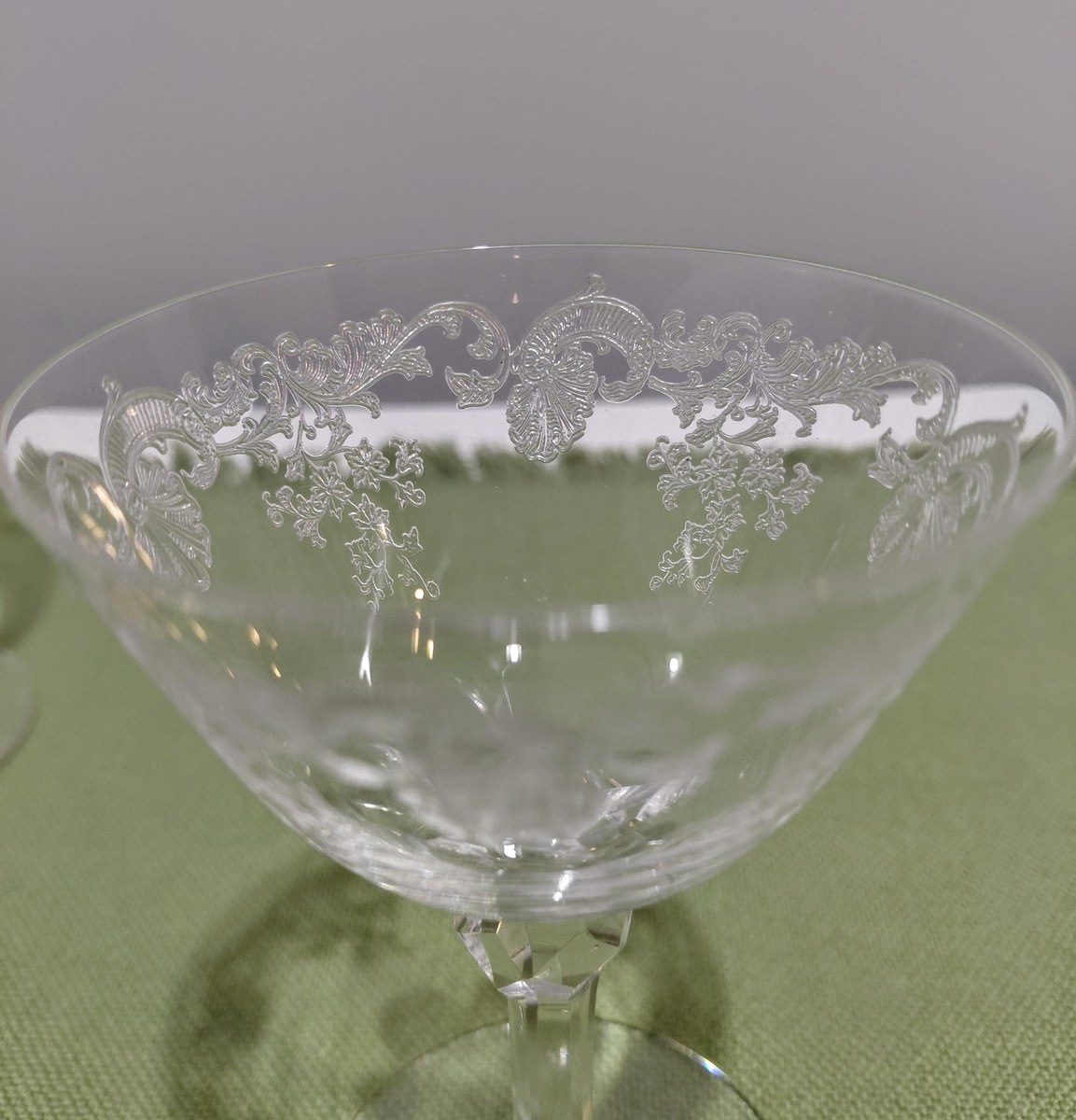 Vintage Seneca Etched Crystal Stemware Set, view 12