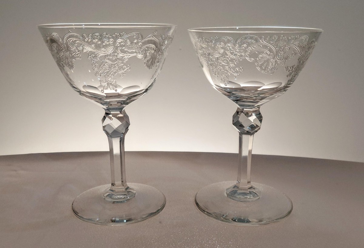 Vintage Seneca Etched Crystal Stemware Set, view 13