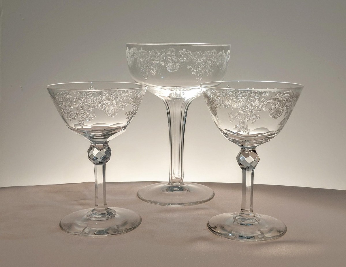 Vintage Seneca Etched Crystal Stemware Set, view 18