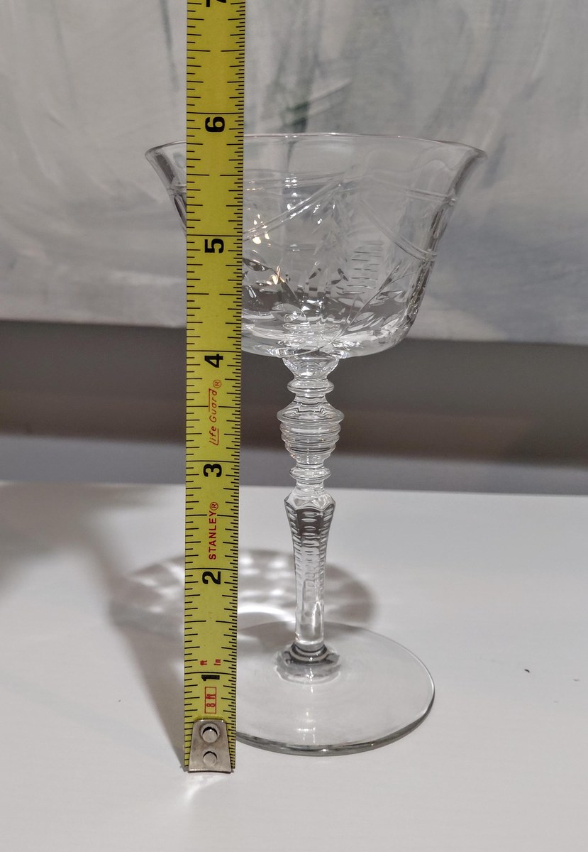 Libbey Rock Sharpe Vintage Etched Crystal Champagne Glasses, view 10