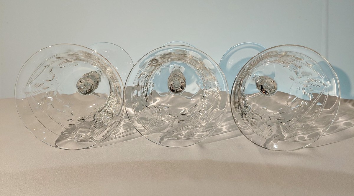 Libbey Rock Sharpe Vintage Etched Crystal Champagne Glasses, view 11