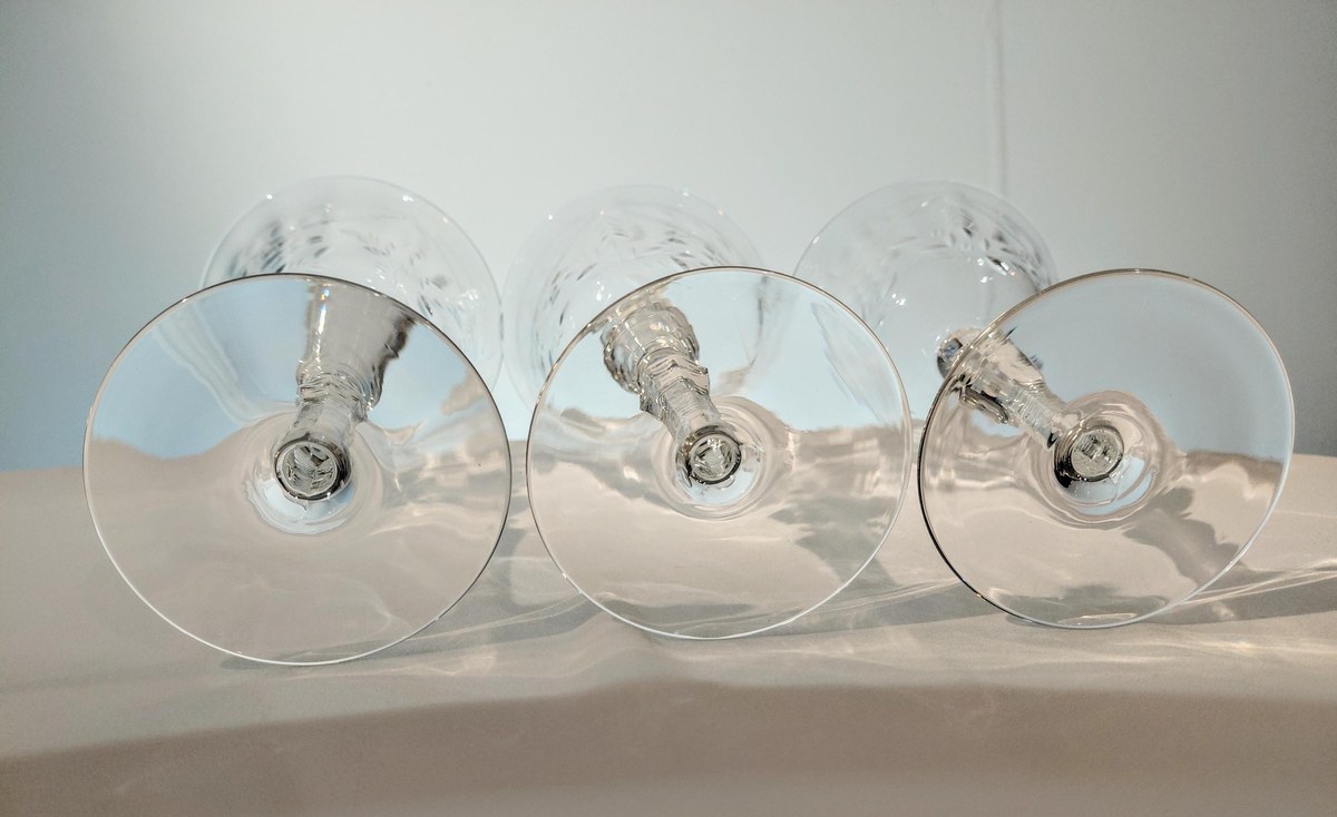 Libbey Rock Sharpe Vintage Etched Crystal Champagne Glasses, view 12
