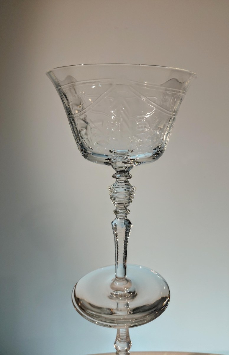 Libbey Rock Sharpe Vintage Etched Crystal Champagne Glasses, view 14