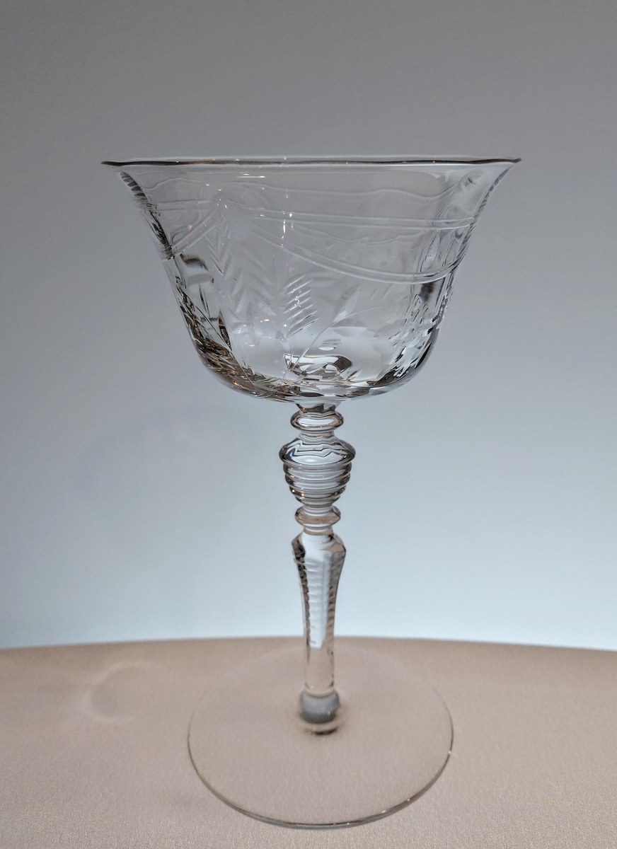 Libbey Rock Sharpe Vintage Etched Crystal Champagne Glasses, view 2