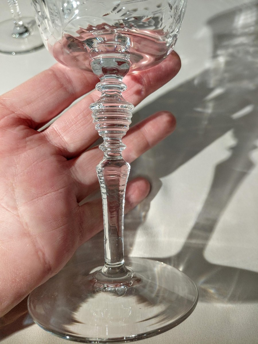 Libbey Rock Sharpe Vintage Etched Crystal Champagne Glasses, view 4